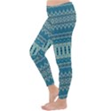 Boho Blue Teal Striped Classic Winter Leggings View2