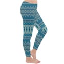 Boho Blue Teal Striped Classic Winter Leggings View3