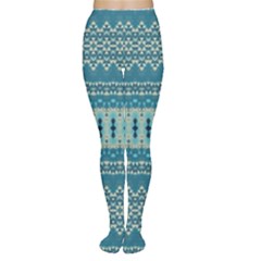 Boho Blue Teal Striped Tights by SpinnyChairDesigns