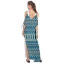 Boho Blue Teal Striped Maxi Chiffon Cover Up Dress View2