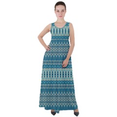 Boho Blue Teal Striped Empire Waist Velour Maxi Dress by SpinnyChairDesigns