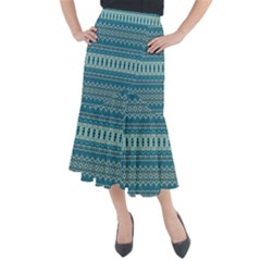 Boho Blue Teal Striped Midi Mermaid Skirt by SpinnyChairDesigns