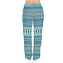 Boho Blue Teal Striped Women velvet Drawstring Pants View2