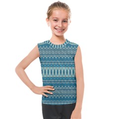 Boho Blue Teal Striped Kids  Mesh Tank Top by SpinnyChairDesigns