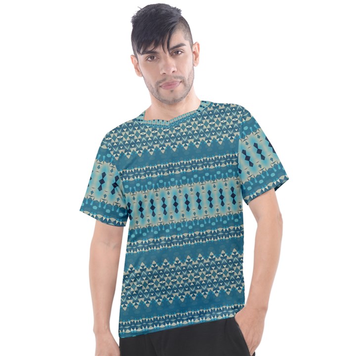 Boho Blue Teal Striped Men s Sport Top