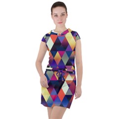 Colorful Geometric  Drawstring Hooded Dress by SpinnyChairDesigns