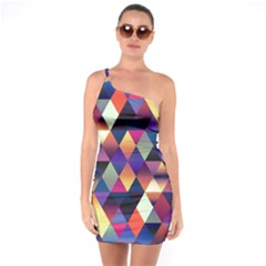 Colorful Geometric  One Soulder Bodycon Dress by SpinnyChairDesigns