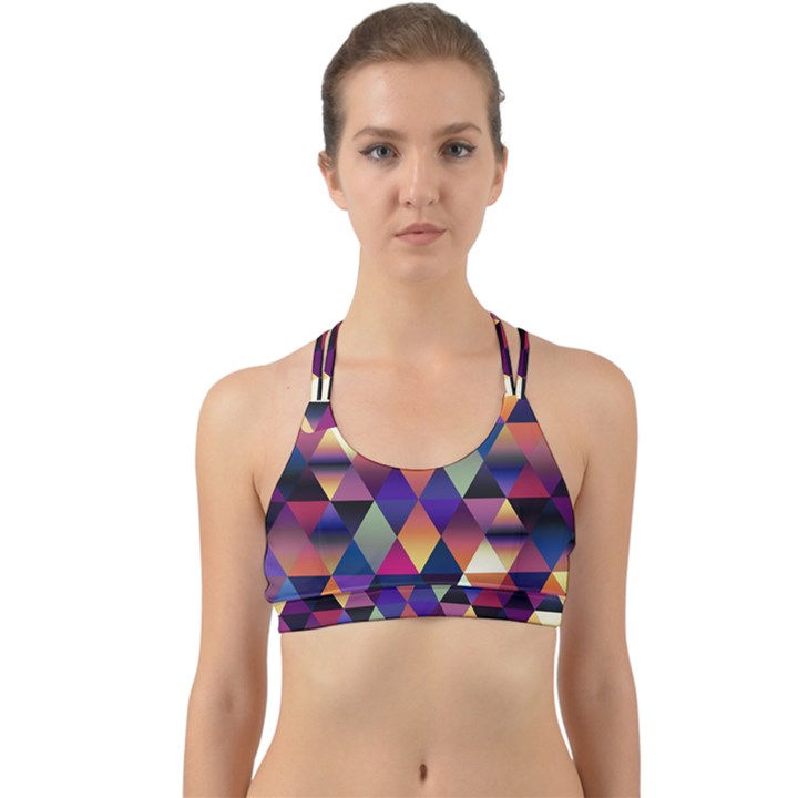 Colorful Geometric  Back Web Sports Bra