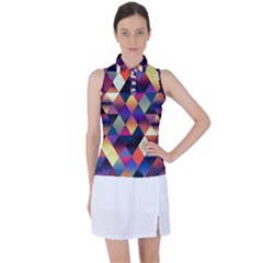 Colorful Geometric  Women s Sleeveless Polo Tee by SpinnyChairDesigns