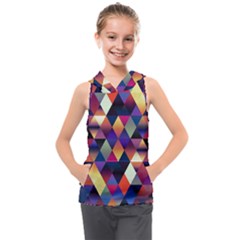 Colorful Geometric  Kids  Sleeveless Hoodie by SpinnyChairDesigns