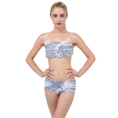 Faded Blue Grunge Layered Top Bikini Set by SpinnyChairDesigns