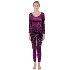 Magenta Black Swirl Long Sleeve Catsuit by SpinnyChairDesigns