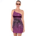 Magenta Black Swirl One Soulder Bodycon Dress View1