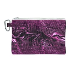 Magenta Black Swirl Canvas Cosmetic Bag (large) by SpinnyChairDesigns