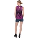 Magenta Black Swirl High Neck Satin Top View2