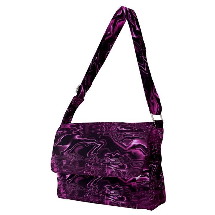 Magenta Black Swirl Full Print Messenger Bag (M)