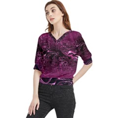 Magenta Black Swirl Quarter Sleeve Blouse