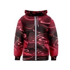 Crimson Red Black Swirl Kids  Zipper Hoodie by SpinnyChairDesigns