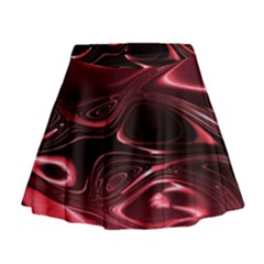 Crimson Red Black Swirl Mini Flare Skirt by SpinnyChairDesigns