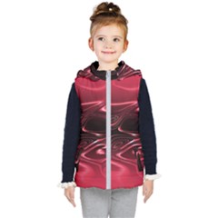 Crimson Red Black Swirl Kids  Hooded Puffer Vest by SpinnyChairDesigns