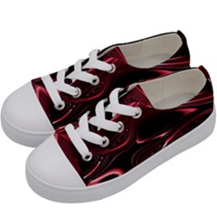 Crimson Red Black Swirl Kids  Low Top Canvas Sneakers by SpinnyChairDesigns