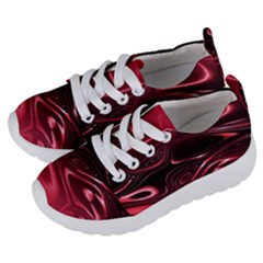 Crimson Red Black Swirl Kids  Lightweight Sports Shoes by SpinnyChairDesigns