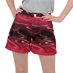 Crimson Red Black Swirl Ripstop Shorts by SpinnyChairDesigns