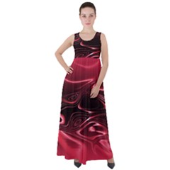 Crimson Red Black Swirl Empire Waist Velour Maxi Dress by SpinnyChairDesigns