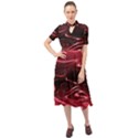 Crimson Red Black Swirl Keyhole Neckline Chiffon Dress View1