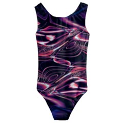 Abstract Art Swirls Kids  Cut-out Back One Piece Swimsuit by SpinnyChairDesigns