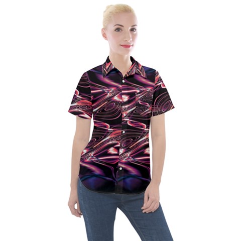 Abstract Art Swirls Women s Short Sleeve Pocket Shirt by SpinnyChairDesigns