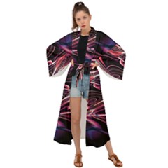 Abstract Art Swirls Maxi Kimono by SpinnyChairDesigns