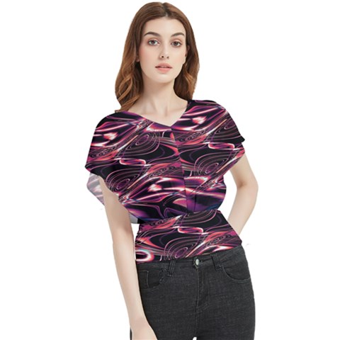 Abstract Art Swirls Butterfly Chiffon Blouse by SpinnyChairDesigns