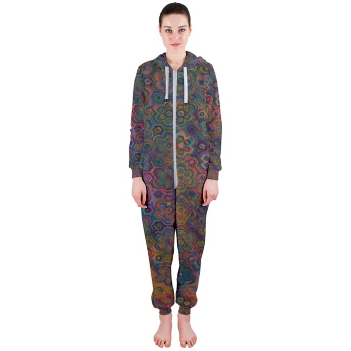 Boho Floral Pattern Hooded Jumpsuit (Ladies) 