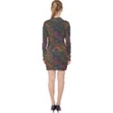 Boho Floral Pattern V-neck Bodycon Long Sleeve Dress View2