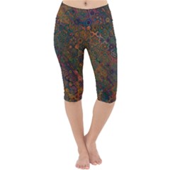 Boho Floral Pattern Lightweight Velour Cropped Yoga Leggings by SpinnyChairDesigns