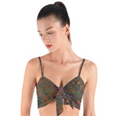 Boho Floral Pattern Woven Tie Front Bralet by SpinnyChairDesigns