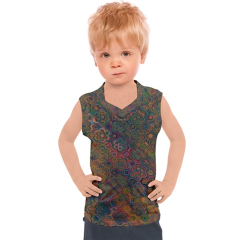 Boho Floral Pattern Kids  Sport Tank Top by SpinnyChairDesigns