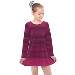 Dark Rose Pink Ombre  Kids  Long Sleeve Dress by SpinnyChairDesigns