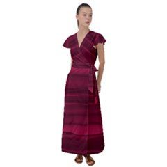 Dark Rose Pink Ombre  Flutter Sleeve Maxi Dress by SpinnyChairDesigns