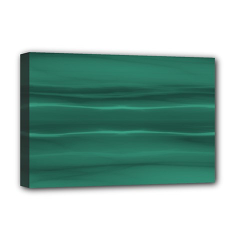 Biscay Green Ombre Deluxe Canvas 18  X 12  (stretched) by SpinnyChairDesigns