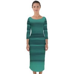 Biscay Green Ombre Quarter Sleeve Midi Bodycon Dress by SpinnyChairDesigns