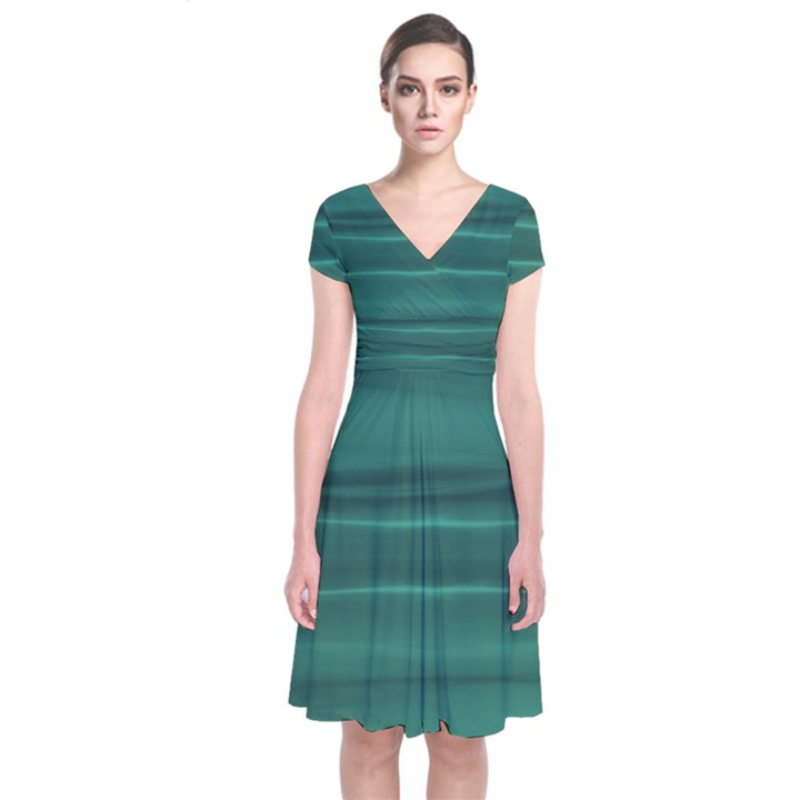 Biscay Green Ombre Short Sleeve Front Wrap Dress