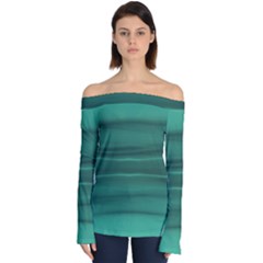 Biscay Green Ombre Off Shoulder Long Sleeve Top by SpinnyChairDesigns