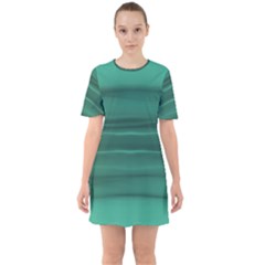 Biscay Green Ombre Sixties Short Sleeve Mini Dress by SpinnyChairDesigns