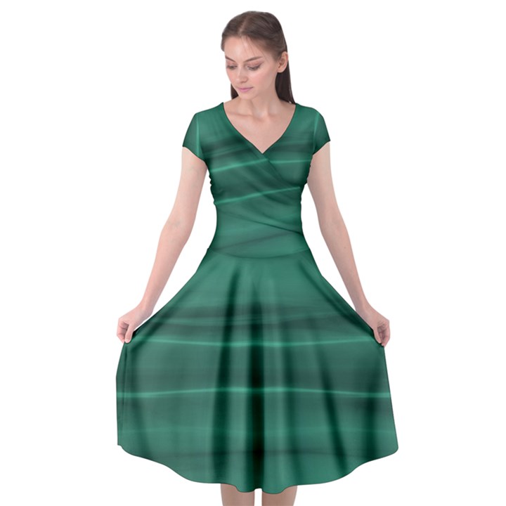 Biscay Green Ombre Cap Sleeve Wrap Front Dress