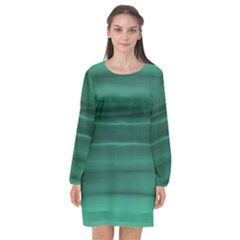 Biscay Green Ombre Long Sleeve Chiffon Shift Dress  by SpinnyChairDesigns