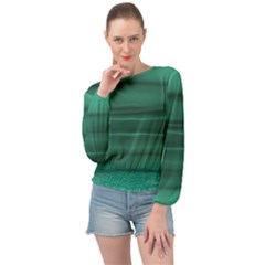 Biscay Green Ombre Banded Bottom Chiffon Top by SpinnyChairDesigns