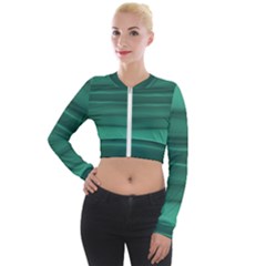 Biscay Green Ombre Long Sleeve Cropped Velvet Jacket by SpinnyChairDesigns