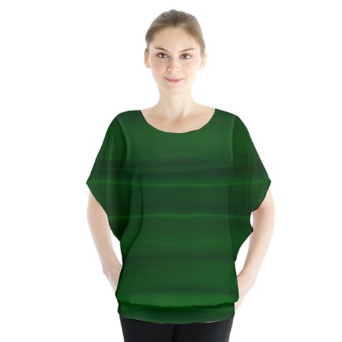 Emerald Green Ombre Batwing Chiffon Blouse by SpinnyChairDesigns